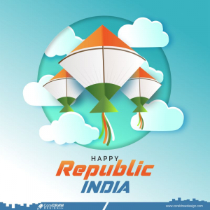 republic day enjoy kite with cloud vector india CDR