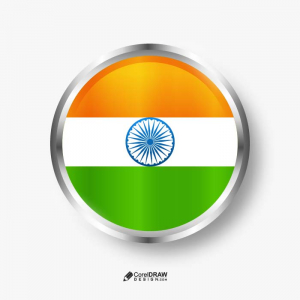 Abstract Gradient Indian Tricolor flag emblem metallic badge  vector