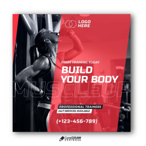 Elegant Corporate gym banner social media colorful workout vector