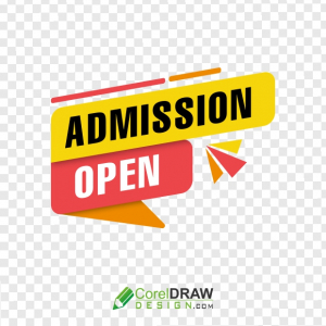 Admission Open Transparent Banner, PNG Tag, Abstract Shape, School, College, University, Coaching, Free Vector Graphic, Free Download, Coreldraw Design