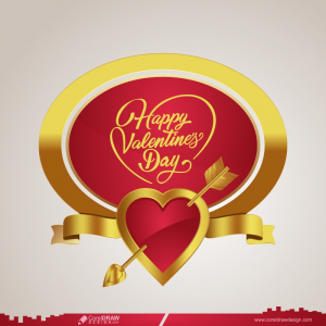 happy valentines day golden ribbon background free