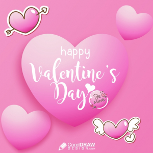 valentines day  heart background and love card design for free cdr download