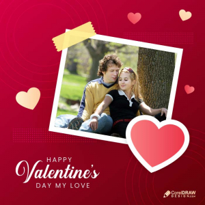 Beautiful happy valentines day celebration photo  frame design wishes vector