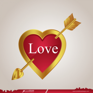 happy valentines day heart & cupid arrow CDR design vector