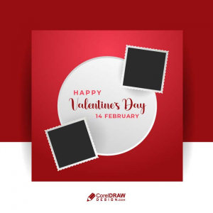 Editable square banners template. Valentines day sale banner design with love decoration