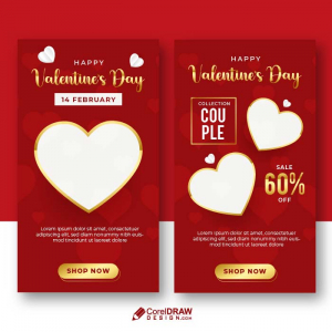 Happy Valentines day social media story with frame vector free cdr