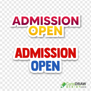 Admission Open Tag for College, School, Coaching, University, Abstract Shape Banner, Label, Clipart, Text Box, PNG image, Free Vector Template, Coreldraw Design