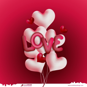 hearts balloons concept design Love text and hearts balloon decoration celebration valentines