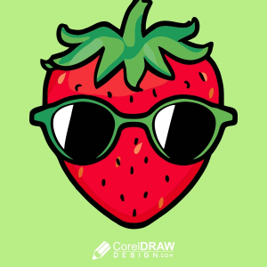 strawberry cartoon style logo and character design for free withcdr file