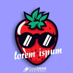 strawberry logo in cool and canrtnoish ways vector design for free with cdr file