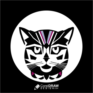 Geometric cat logo vector design for free with cdr file