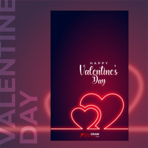 Valentine Day Mobile Wallpaper, Neon Light Effect, Heart, Love, Free Vector Illustration, Free Download, CorelDrawDesign