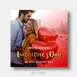 Free square vector social template happy valentines day wishing card