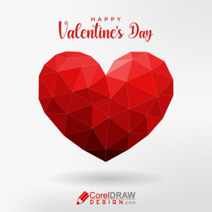 Crystal Heart Low Poly Vector Illustration, Valentine Day, Love, Free Download, Free PNG, CorelDrawDesign