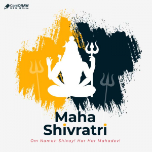 Happy Mahashivatri Brush Stroke shivji meditation wishes card vector