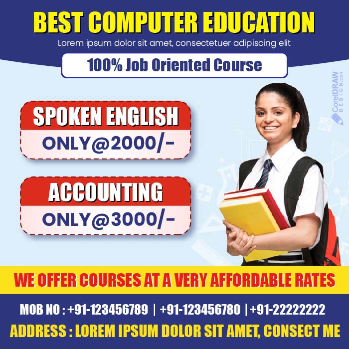 Corporate spoken english classes and computer classes coaching poster banner vector-01