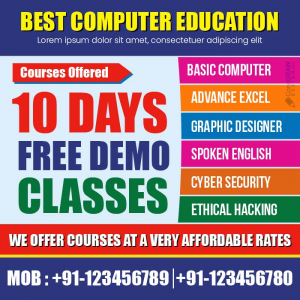 Professional computer coaching free demo classes banner poster vector 