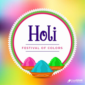 Colorful happy holi color wishes card vector