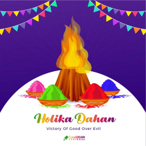 Happy Holika Dahan Colorful Colors Bonfire Vector graphic