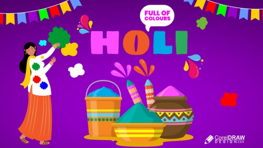 Happy Holi Flat vector Background an character design Download for free with cdr and eps file