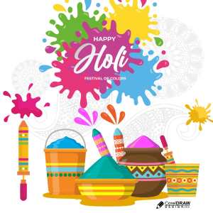 Happy Holi colorful Vector Design With Mandala Design Background Download For Free With Cdr And Eps File
