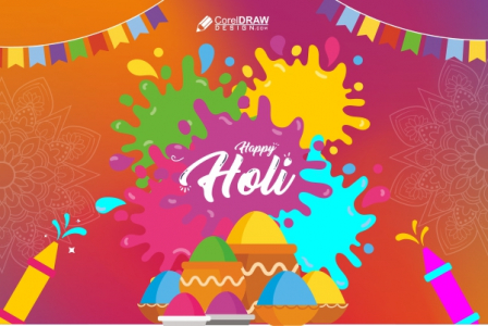 Holi Greeting Card  Vector In mesh Background Vector Design Download For Free With Cdr And Eps file