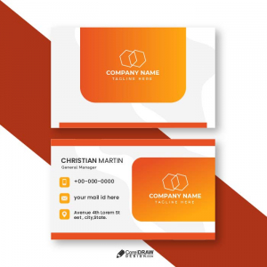 Elegant Abstract orange gradient geometric business visiting card vector