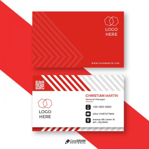 Abstract red geometric business visiting card vector