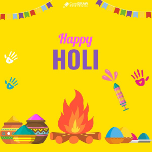 Happy Holi With Realastic Fire And color Vector Design Download For Free