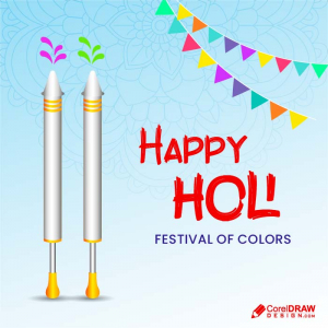Happy holi indian festival colorful pichkari wishes background vector