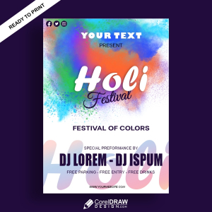 Happy Holi Party Invitation Card Vector Design Download For Free With Cdr And Eps File