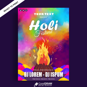 Holika Dahan Invition vector illustration Design Download For Fre With Cdr And Eps File