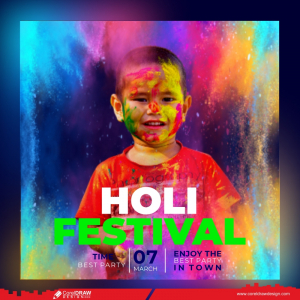 holi festival celebration card CDR dwl free Premium 2023 design