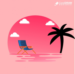 Beach illustration Design Download For Free With CDr And Eps File