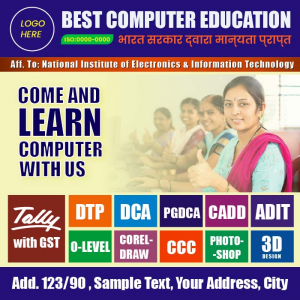 Corporate computer education institute colorful banner vector-01