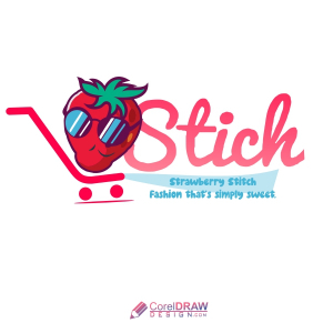 Strawberry Stich cloth brand Logo Design Download Free Vector for shopping ecommerce website and app