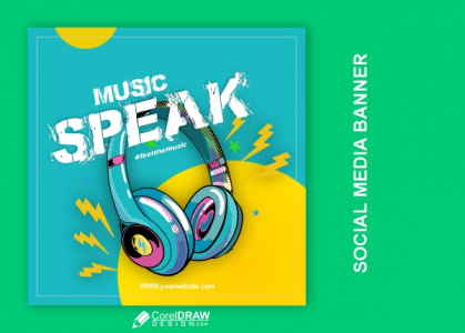 HeadPhone Social Media banner Product Banner And Poster Vector Design Download For Free With Cdr And Eps File
