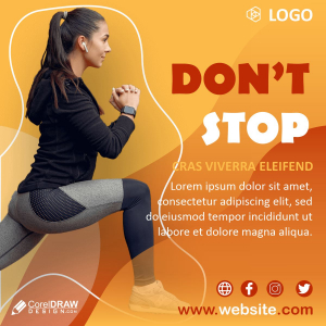 GYM workout don't stop poster vector design download for free