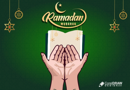 Ramadan Kareem With Dua Position Hands illustration Free Vector Design Download For Free