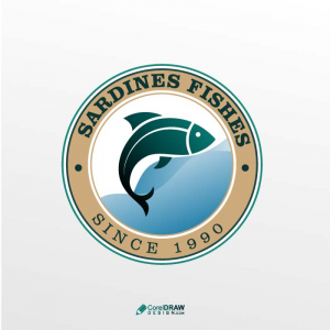 Abstract fishing company sardines fishes logo free vector