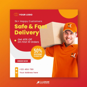 Abstract Delivery Company Agent Social media banner vector template