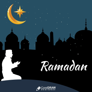 Ramadan Mubarak With Dua  And Mosque Vector Design Download For Free