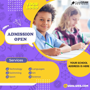 School Admission Banner And Poster Vector Template Design Download For Free
