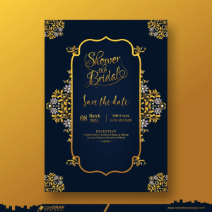 luxury wedding invitation and menu template free cdr vector