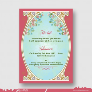haldi ceremony card invitation template free cdr design