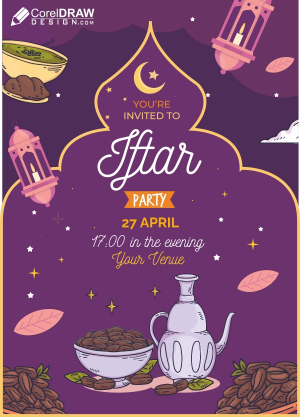 iftar Party And Eid al Fitr Invitation And Greeting Vector Design Download For Free