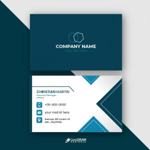 Corporate blue polygonal geometric business visiting card vector
