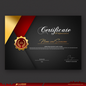 Luxury Professional Certificate Template With Badge Premium Vector cdr