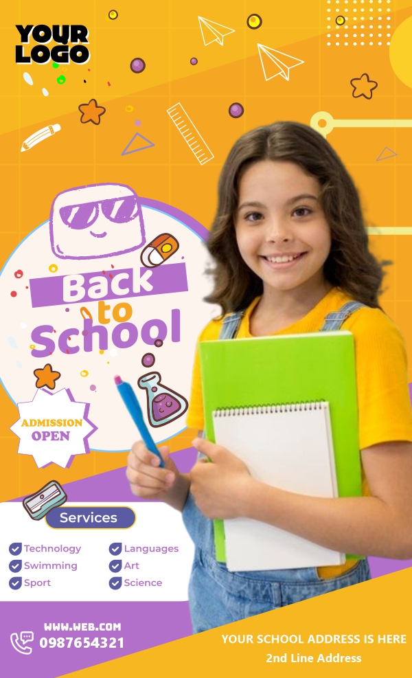 Template for back to school admission for social media post Banner And Poster Vector Design Download For Free