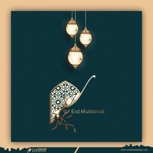 eid mubarak greeting islamic background vector design with arabic calligraphy design